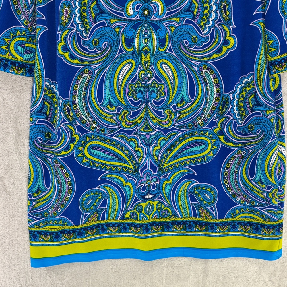 Laundry by Shelli Segal Paisley V Neck 3/4 Sleeves Tunic Shift Dress Size S - Picture 3 of 9